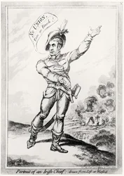Portræt af en irsk høvding, hentet fra livet på Wexford, pub. af H. Humphrey, 10. juli 1798 (se 123751 for farve)