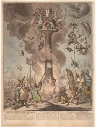 Tegneserie af den franske ekspedition til Egypten, 1799 Siege de la Colonne de Pompee / Science in the pillory (titel på objekt)