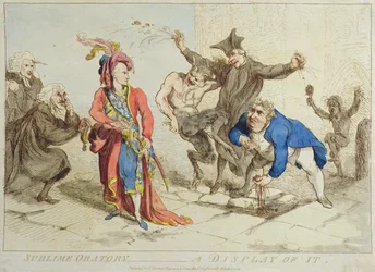 Sublime Oration: A Display of It, udgivet af T. Harmar i 1788 (håndkoloreret radering)