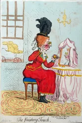 The Finishing Touch, udgivet af Hannah Humphrey i 1791 (håndfarvet radering)