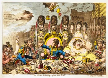 The Hand-Writing upon the Wall, pub. 1803 (håndfarvet gravering)