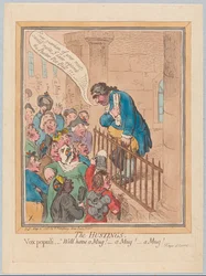 Hustingene. Vox Populi Godt have et krus! Et krus! Et krus!, pub. 1796 (håndfarvet gravering)