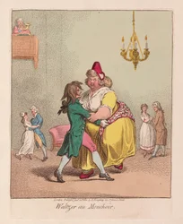 Waltzer au Mouchoir, pub. 1800 (håndkoloreret gravering)
