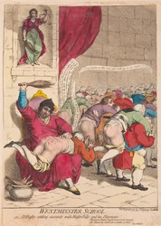 Westminster School eller Dr. Busby, der afregner med Master Billy og hans legekammerater, pub. 1785 (håndkoloreret gravering)