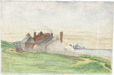 Herons Cottage (akvarel og kropsfarve på kort)