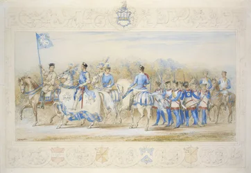 Charles Lamb Esq, Knight of the White Rose (blyant, wc og kropsfarve på papir)