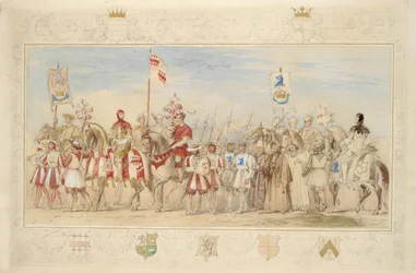William Earl of Craven, Ridder af Griffin og Henry de la Poer Beresford, markis af Waterford, Dragens Ridder, 1839 (blyant, wc, gouache og guldmaling på papir) (se også 366230)