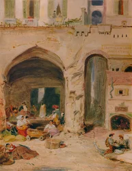 En gårdhave i Genova, c1850, 1935