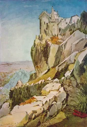 Skitse i Portugal, maurisk slot fra Penha, maurisk slot, Mafra, 1837