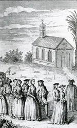 Illustration fra "The History of the Adventures of Joseph Andrews and of his friend Mr. Abraham Adams" af Henry Fielding, udgivet i 1742