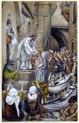Og hele byen blev samlet ved døren, illustration til The Life of Christ, ca. 1884-96 (wc & gouache på pap)