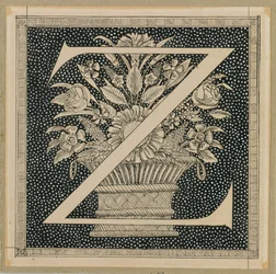 Stort Z, illustration fra Vor Herre Jesu Kristi liv (blæk på papir)