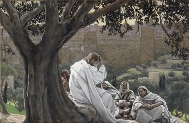 Kristus forudsiger templets ødelæggelse, illustration til The Life of Christ, ca. 1886-94 (wc & gouache på pap)