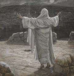 Christ Retreats to the Mountain at Night, illustration fra The Life of Our Lord Jesus Christ, 1886-94 (wc over grafit på papir)