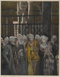 Jødernes sammensværgelse, illustration fra Vor Herre Jesu Kristi liv, 1886-94 (wc over grafit på papir)