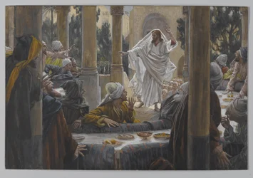 Forbandelser mod farisæerne, illustration fra Vor Herre Jesu Kristi liv, 1886-96 (wc over grafit på papir)