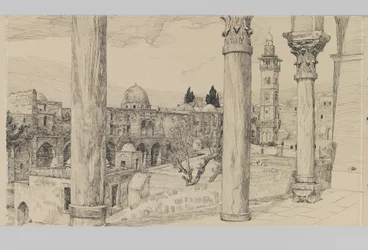 Esplanade of the Haram, illustration fra The Life of Our Lord Jesus Christ (blæk & grafit på pap)