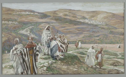 Han sendte dem ud to og to, illustration fra The Life of Our Lord Jesus Christ, 1886-96 (wc over grafit på papir)