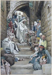 I landsbyerne blev de syge bragt til ham, illustration til The Life of Christ, ca. 1886-94 (wc & gouache på pap)
