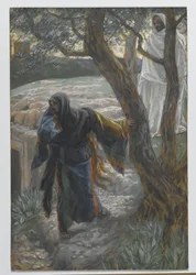 Jesus viser sig for Maria Magdalene, illustration fra Vor Herre Jesu Kristi liv, 1886-94 (wc over grafit på papir)