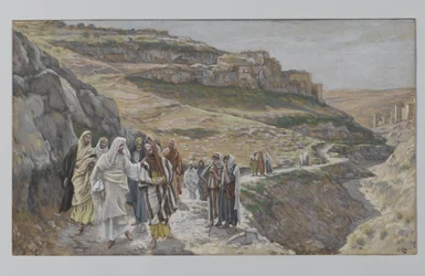 Jesus taler med sine disciple, illustration fra Vor Herre Jesu Kristi liv, 1886-96 (wc over grafit på papir)