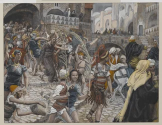 Jesus ledte fra Kaifas til Pilatus, illustration fra Vor Herre Jesu Kristi liv, 1886-94 (wc over grafit på papir)