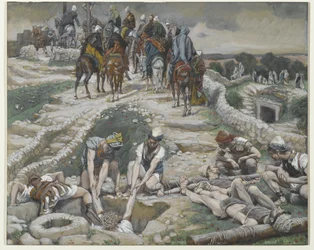 Jesus taget fra cisternen, illustration fra The Life of Our Lord Jesus Christ, 1886-94 (wc over grafit på papir)