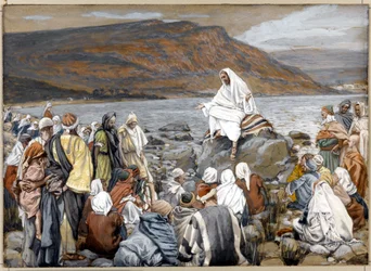 Jesus underviser folket ved havet, illustration til Kristi liv, ca. 1886-96