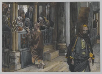 Judas går til Find jøderne, illustration fra Vor Herre Jesu Kristi liv, 1886-94 (wc over grafit på papir)