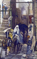 Saint Joseph søger logi i Betlehem - Saint Joseph søger logi i Bethlehem - fra "" Vor Herre Jesu Kristi liv"" - 1899 af James Tissot - Saint Joseph søger logi i Betleem - Vor Herre Jesu Kristi liv, af Jacques Joseph (Ja