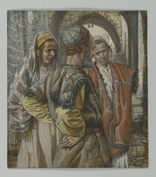 Simon Kyreneren og hans to sønner Alexander og Rufus, illustration fra Vor Herre Jesu Kristi liv, 1886-94 (wc over grafit på papir)