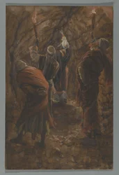The Chasm in the Rock in the Cave Beneath Calvary, illustration fra The Life of Our Lord Jesus Christ, 1886-94 (wc over grafit på papir)