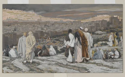 Disciplene, der har forladt deres gemmested Watch langvejs fra i Agony, illustration fra The Life of Our Lord Jesu Christ, 1886-94 (wc over grafit på papir)