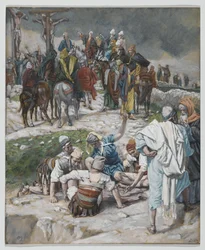 Klædningsstykkerne delt af lod, illustration fra Vor Herre Jesu Kristi liv, 1886-94 (wc over grafit på papir)