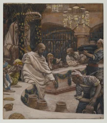 Ægteskabet i Kana, illustration fra Vor Herre Jesu Kristi liv (wc over grafit på papir)