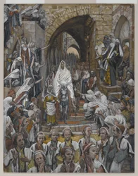 Processionen i Jerusalems gader, illustration fra Vor Herre Jesu Kristi liv, 1886-94 (wc over grafit på papir)