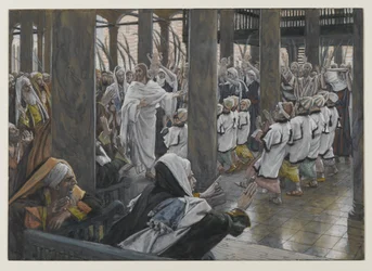 Processionen i templet, illustration fra Vor Herre Jesu Kristi liv, 1886-94 (wc over grafit på papir)