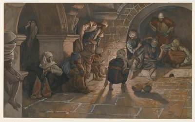 The Second Denial of Saint Peter, illustration fra The Life of Our Lord Jesus Christ, 1886-94 (wc over grafit på papir)