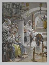 Kvinden med en svaghed på atten år, illustration fra Vor Herre Jesu Kristi liv, 1886-96 (wc over grafit på papir)