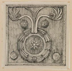 Krans i basrelief i moskeen i El-Aksa, illustration fra Vor Herre Jesu Kristi liv (blæk på papir)