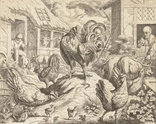 Hanen og ædelstenen, fra Æsops fabler, ca. 1760.