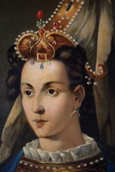 Portræt af Roxelana, den russiske slavepige, der blev gift med Suleyman I. Top...