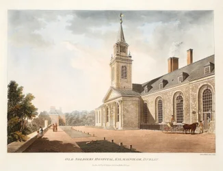 Old Soldiers Hospital, Kilmainham, Dublin, 1794 (håndfarvet gravering)