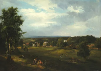 Landsbyscene nær Albany, New York, 1850.