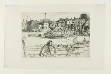 Black Lion Wharf, fra en serie af seksten ætsninger af scener på Themsen ("Thames-sættet")