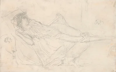 Liggende draperet figur
