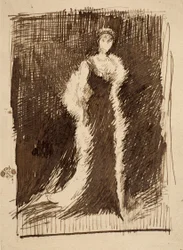 Skitse efter "Arrangement i sort: Lady Meux"