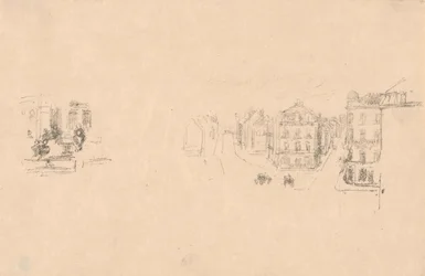 To forsøgsskitser: A. Grande Rue, Dieppe; B. Et interiør