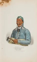 TENS-QUA-TA-WA eller Den, der åbner døren; Shawnese-profet (bror til Tecumthe), fra The Aboriginal Portfolio