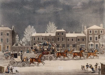 Hjem til jul (farvegravering)